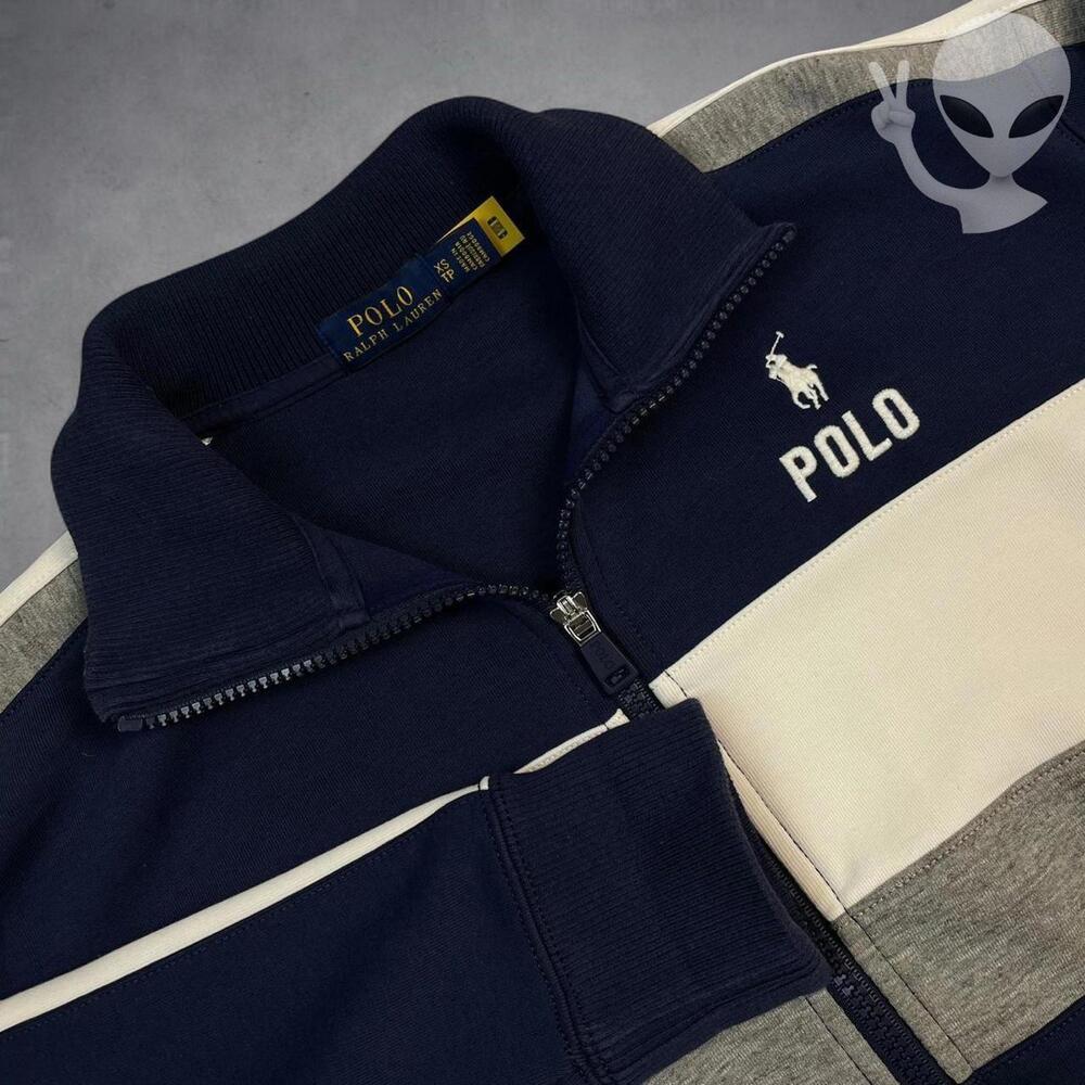 Polo Ralph Lauren Track Jacket XS Navy Striped Athletic - Picture 2 of 7